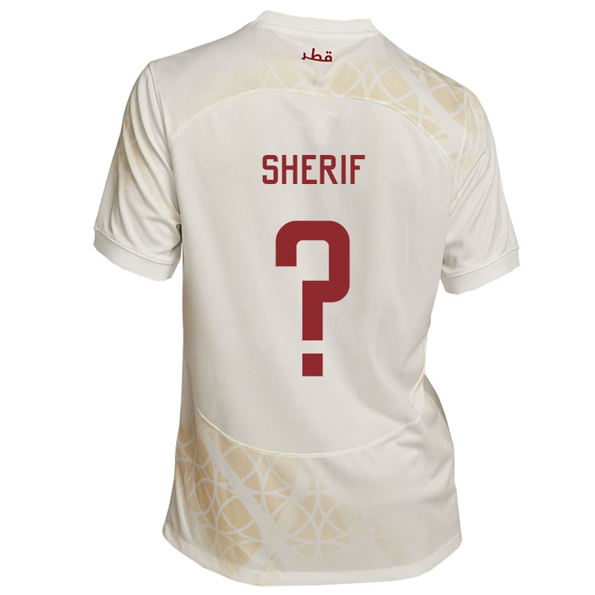 Hombre Camiseta Catar Marwan Sherif #0 Beis Dorado 2ª Equipación 22-24 La Camisa Argentina