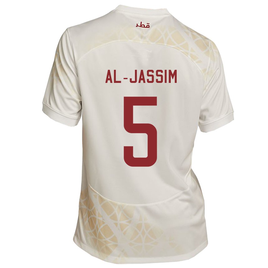 Hombre Camiseta Catar Dana Al Jassim #5 Beis Dorado 2ª Equipación 22-24 La Camisa Argentina