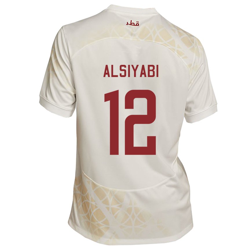 Hombre Camiseta Catar Shaima Alsiyabi #12 Beis Dorado 2ª Equipación 22-24 La Camisa Argentina