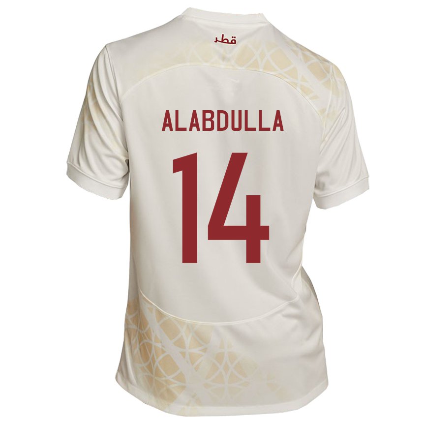 Hombre Camiseta Catar Moudhi Alabdulla #14 Beis Dorado 2ª Equipación 22-24 La Camisa Argentina