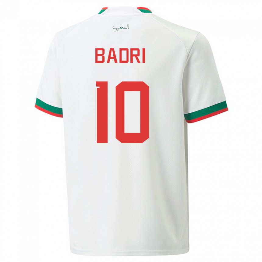 Hombre Camiseta Marruecos Najat Badri #10 Blanco 2ª Equipación 22-24 La Camisa Argentina