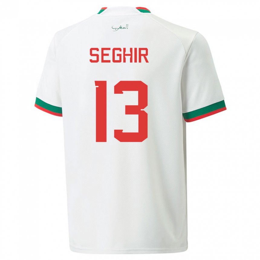 Hombre Camiseta Marruecos Sabah Seghir #13 Blanco 2ª Equipación 22-24 La Camisa Argentina