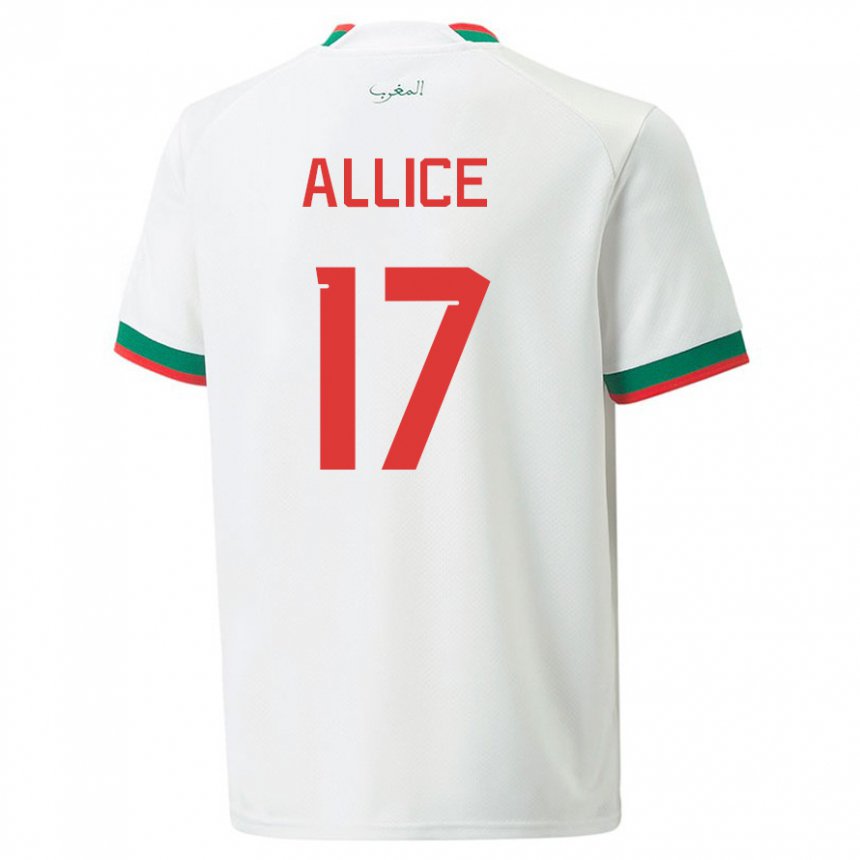 Hombre Camiseta Marruecos Eva Allice #17 Blanco 2ª Equipación 22-24 La Camisa Argentina