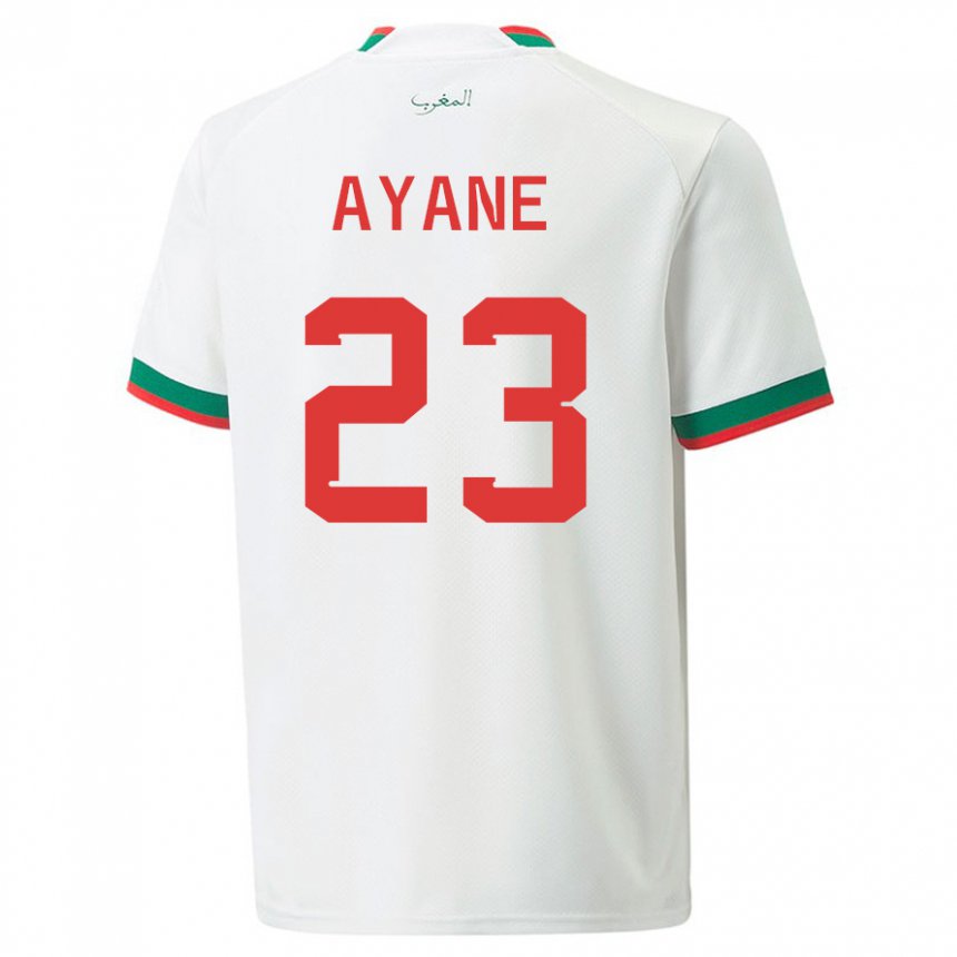 Hombre Camiseta Marruecos Rosella Ayane #23 Blanco 2ª Equipación 22-24 La Camisa Argentina