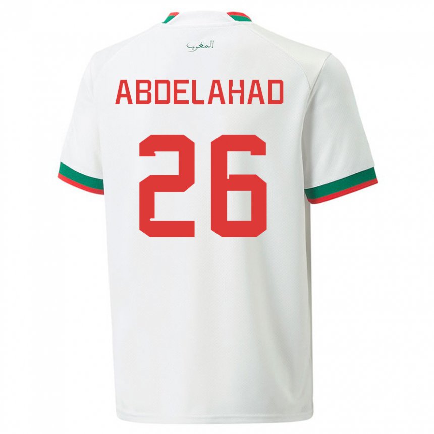 Hombre Camiseta Marruecos Imane Abdelahad #26 Blanco 2ª Equipación 22-24 La Camisa Argentina