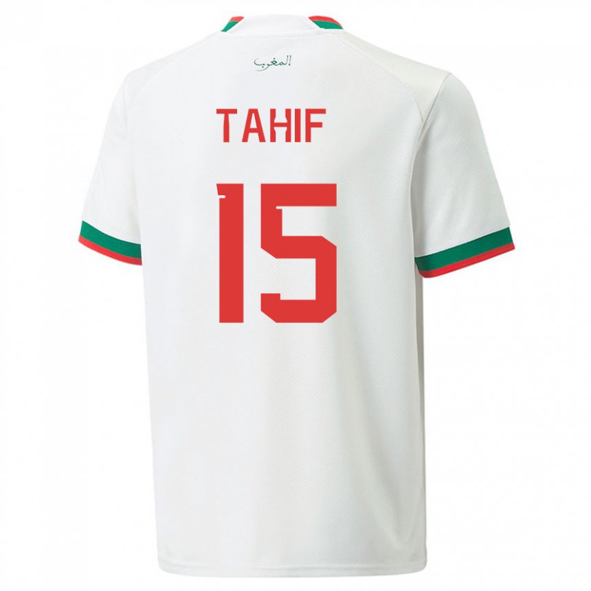 Hombre Camiseta Marruecos Adil Tahif #15 Blanco 2ª Equipación 22-24 La Camisa Argentina