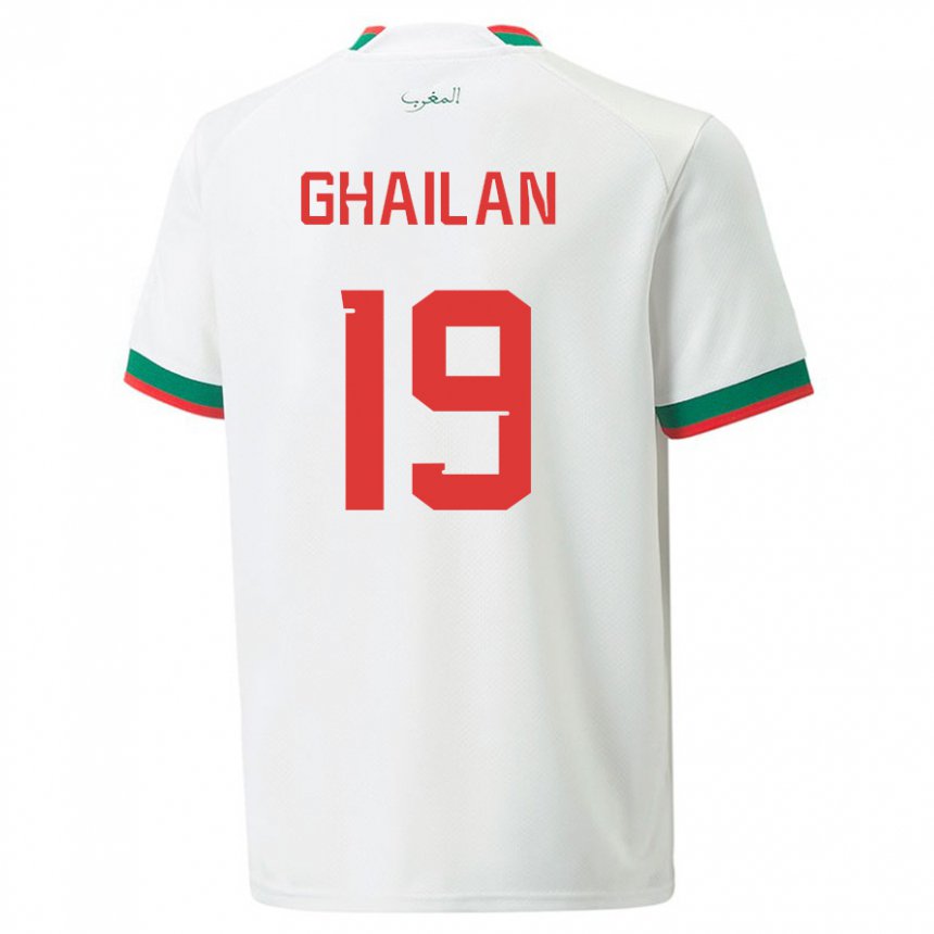 Hombre Camiseta Marruecos Zacarias Ghailan #19 Blanco 2ª Equipación 22-24 La Camisa Argentina