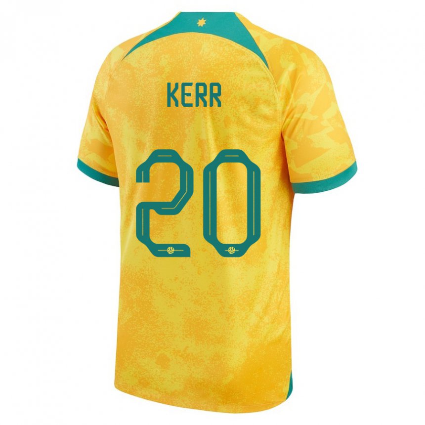 Mujer Camiseta Australia Sam Kerr #20 Dorado 1ª Equipación 22-24 La Camisa Argentina