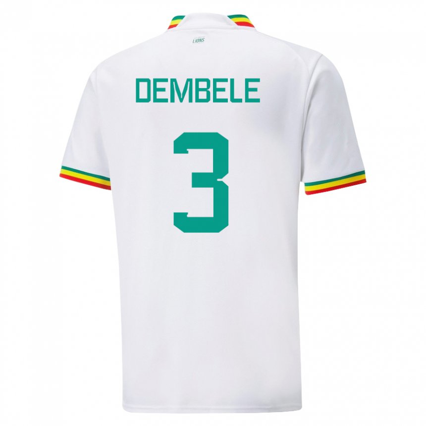 Mujer Camiseta Senegal Anta Dembele #3 Blanco 1ª Equipación 22-24 La Camisa Argentina