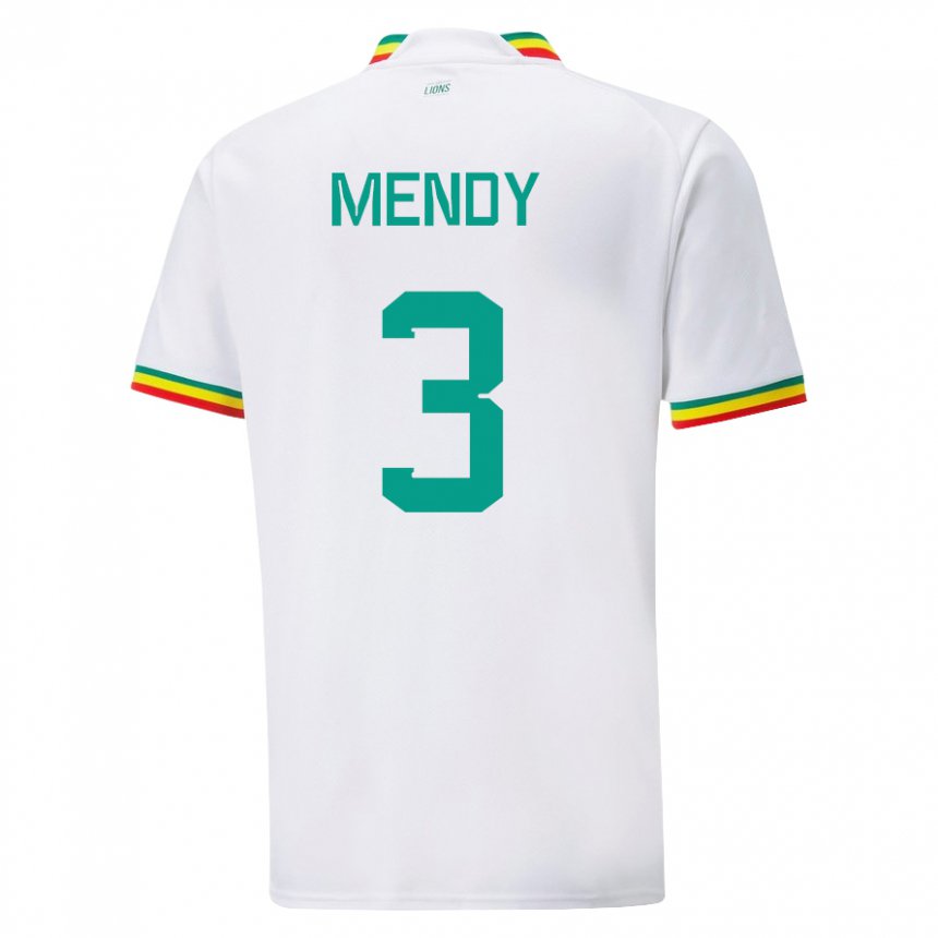 Mujer Camiseta Senegal Formose Mendy #3 Blanco 1ª Equipación 22-24 La Camisa Argentina