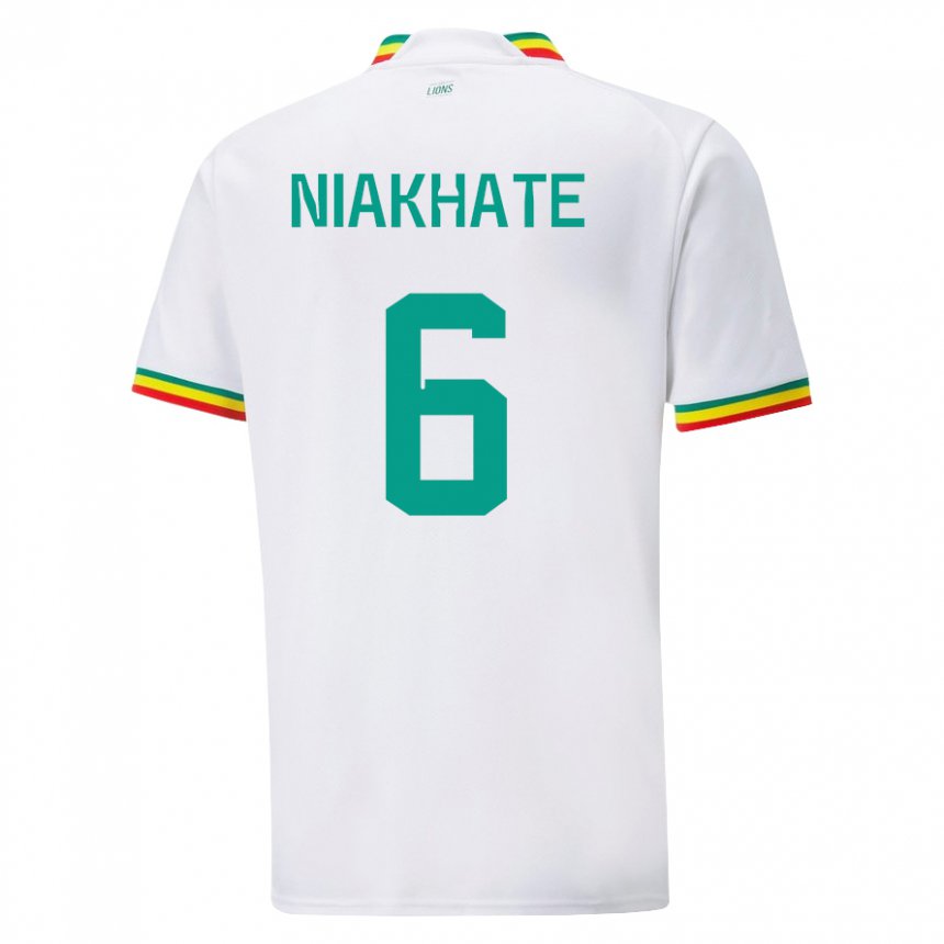 Mujer Camiseta Senegal Niakhate N Diaye #6 Blanco 1ª Equipación 22-24 La Camisa Argentina
