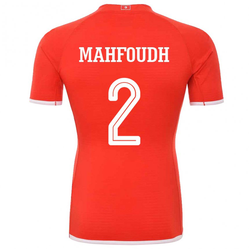 Mujer Camiseta Túnez Dhikra Mahfoudh #2 Rojo 1ª Equipación 22-24 La Camisa Argentina