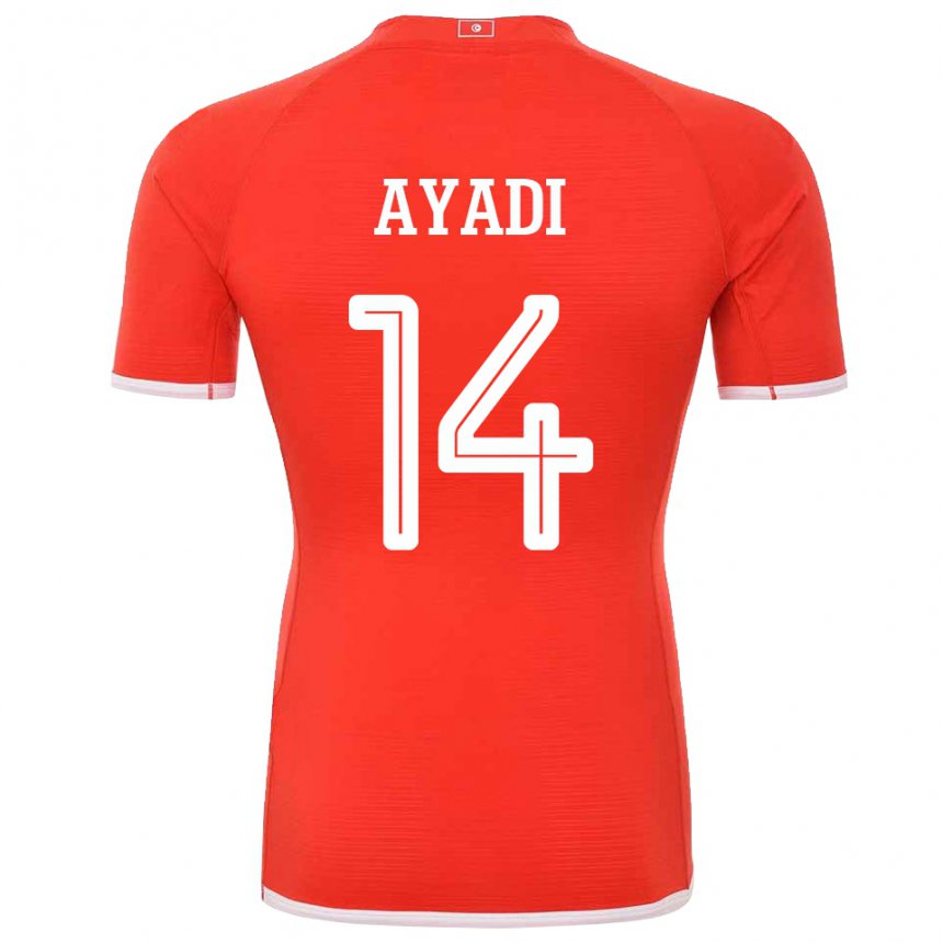 Mujer Camiseta Túnez Ghada Ayadi #14 Rojo 1ª Equipación 22-24 La Camisa Argentina