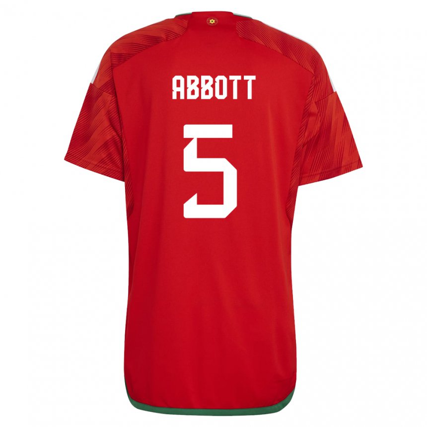 Mujer Camiseta Gales George Abbott #5 Rojo 1ª Equipación 22-24 La Camisa Argentina