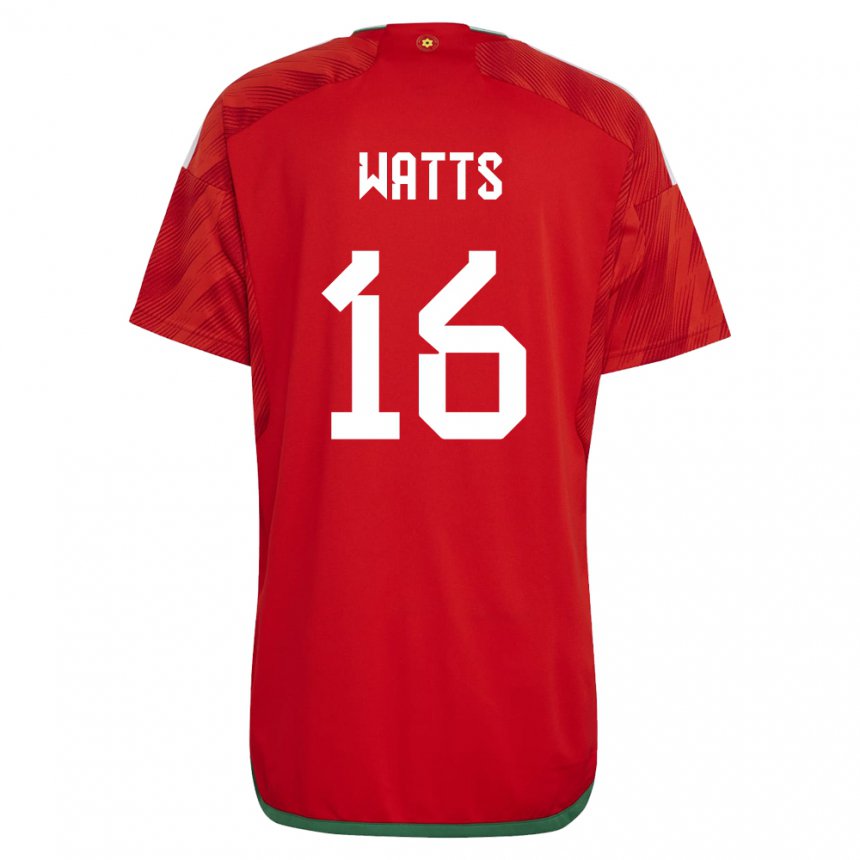 Mujer Camiseta Gales Daniel Watts #16 Rojo 1ª Equipación 22-24 La Camisa Argentina