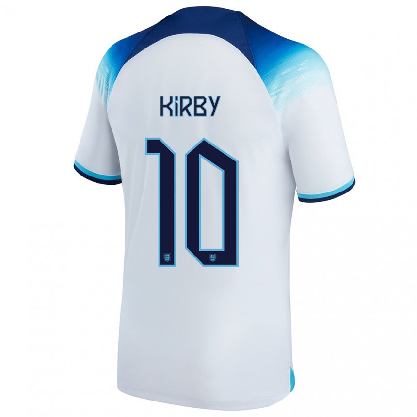 Mujer Camiseta Inglaterra Fran Kirby #10 Blanco Azul 1ª Equipación 22-24 La  Camisa Argentina