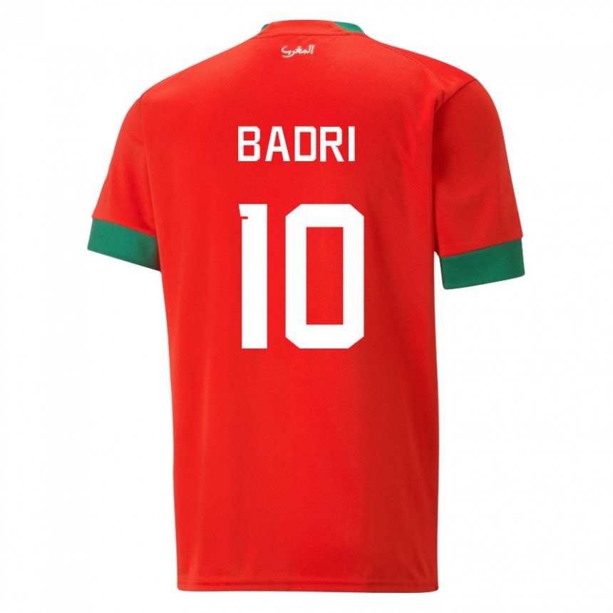 Mujer Camiseta Marruecos Najat Badri #10 Rojo 1ª Equipación 22-24 La Camisa Argentina