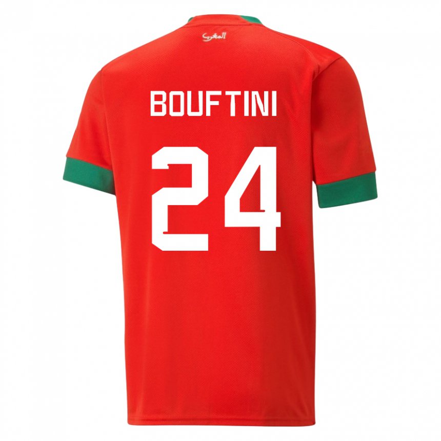 Mujer Camiseta Marruecos Sofia Bouftini #24 Rojo 1ª Equipación 22-24 La Camisa Argentina