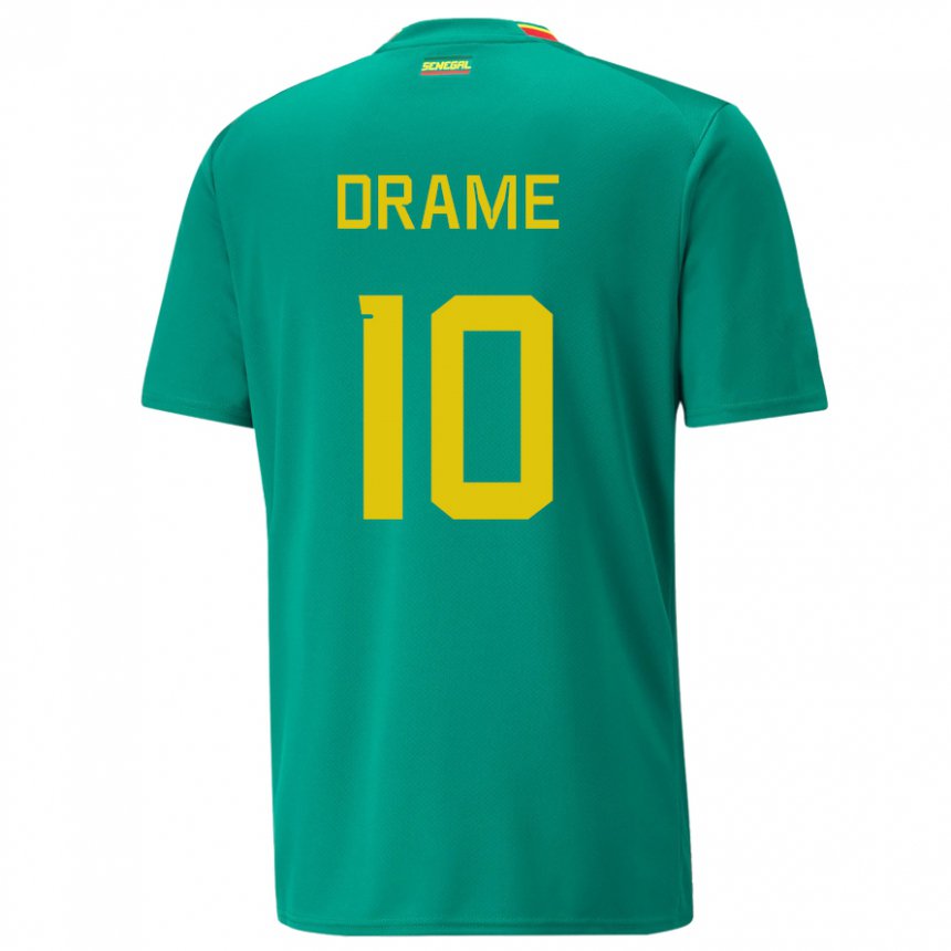 Mujer Camiseta Senegal Ibrahima Drame #10 Verde 2ª Equipación 22-24 La Camisa Argentina