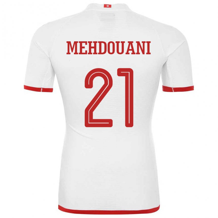 Mujer Camiseta Túnez Firas Mehdouani #21 Blanco 2ª Equipación 22-24 La Camisa Argentina