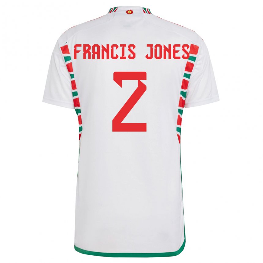 Mujer Camiseta Gales Maria Francis Jones #2 Blanco 2ª Equipación 22-24 La Camisa Argentina