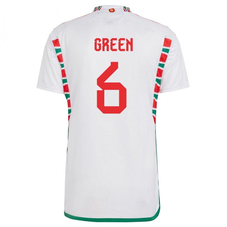 Mujer Camiseta Gales Josephine Green #6 Blanco 2ª Equipación 22-24 La Camisa Argentina