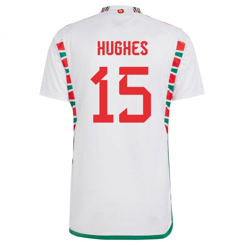 Mujer Camiseta Gales Elise Hughes #15 Blanco 2ª Equipación 22-24 La Camisa Argentina