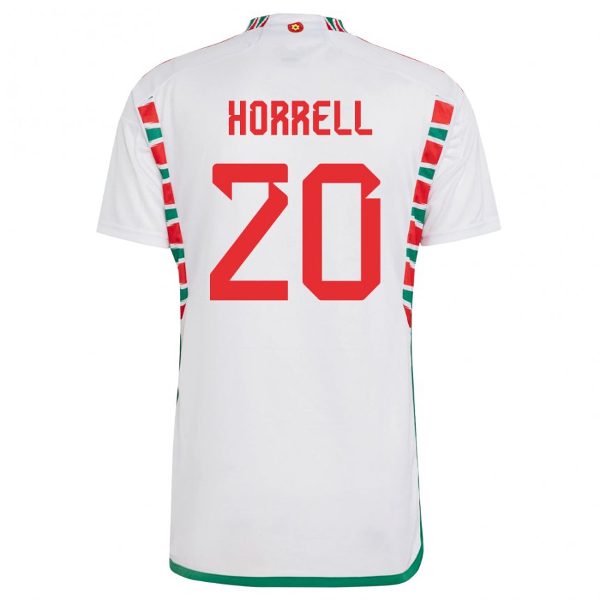Mujer Camiseta Gales Grace Horrell #20 Blanco 2ª Equipación 22-24 La Camisa Argentina