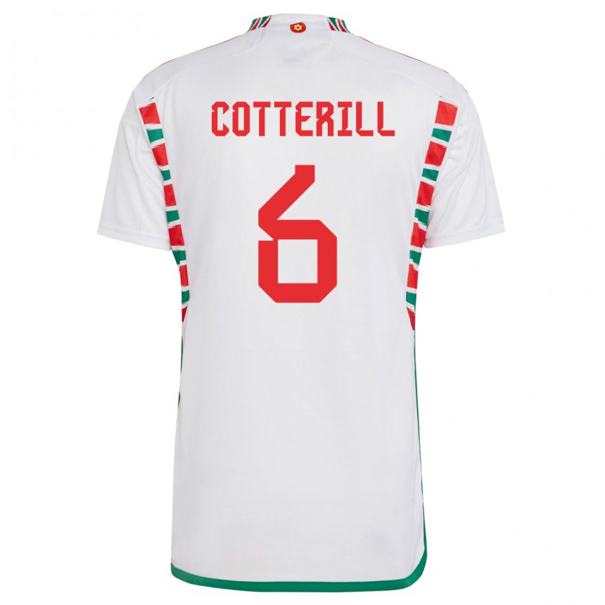 Mujer Camiseta Gales Joel Cotterill #6 Blanco 2ª Equipación 22-24 La Camisa Argentina