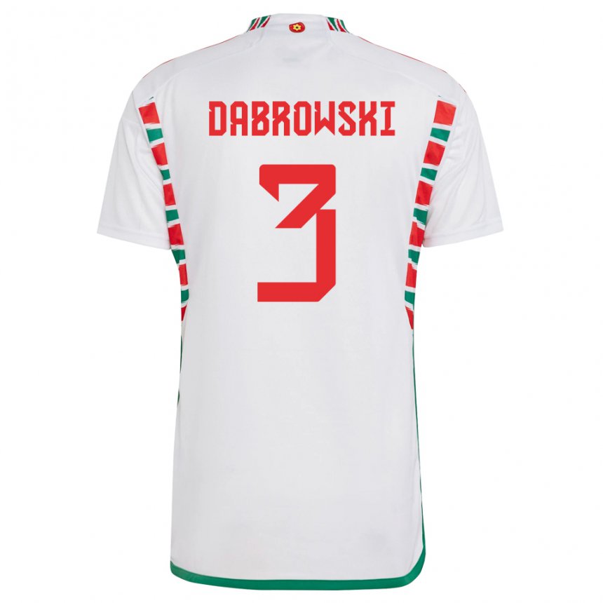 Mujer Camiseta Gales Sebastian Dabrowski #3 Blanco 2ª Equipación 22-24 La Camisa Argentina
