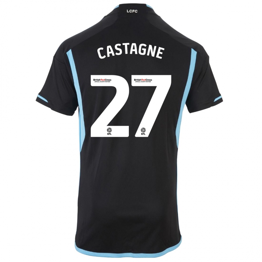 Hombre Camiseta Timothy Castagne #27 Negro 2ª Equipación 2023/24 La Camisa Argentina