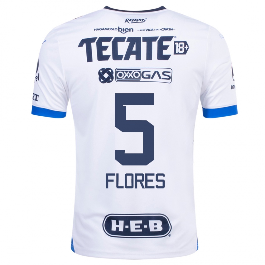 Hombre Camiseta Monica Flores #5 Blanco 2ª Equipación 2023/24 La Camisa Argentina