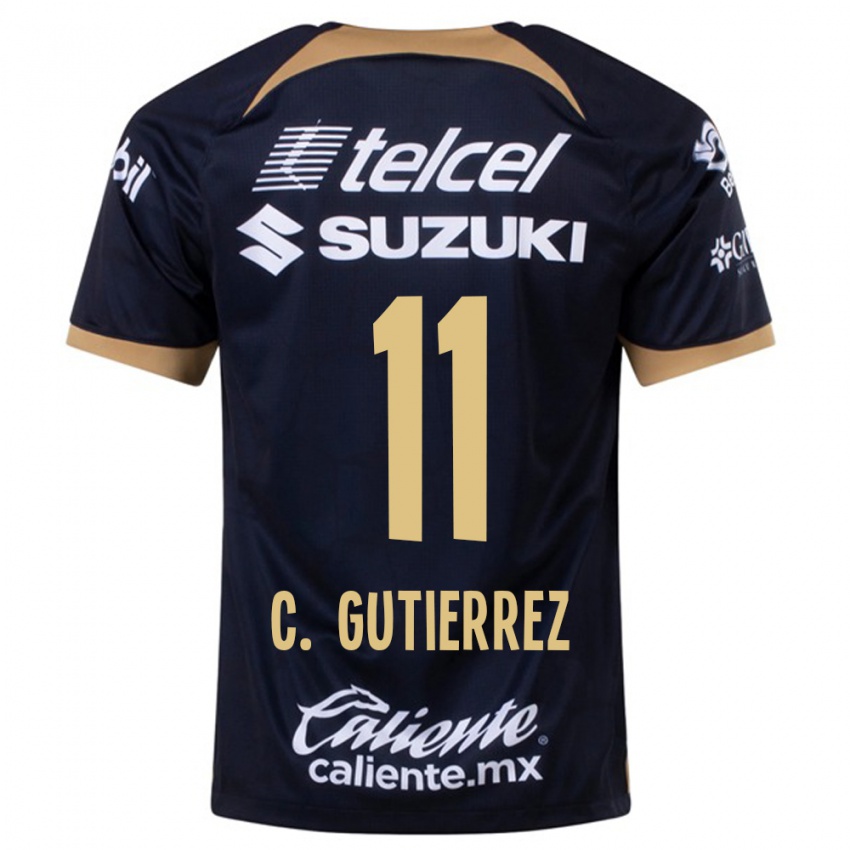 Hombre Camiseta Carlos Gutierrez #11 Azul Oscuro 2ª Equipación 2023/24 La Camisa Argentina