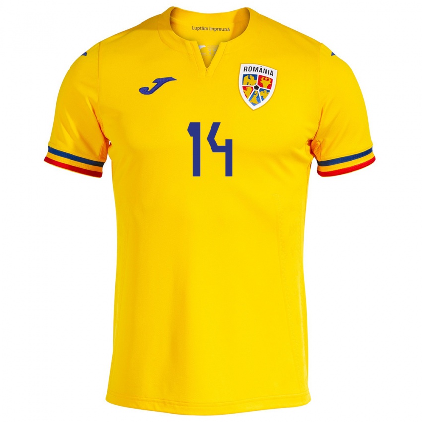 Niño Camiseta Rumania Ianis Hagi #14 Amarillo 1ª Equipación 24-26 La Camisa Argentina