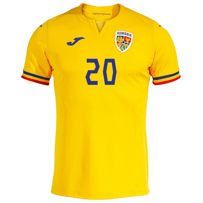 Niño Camiseta Rumania Rareș Burnete #20 Amarillo 1ª Equipación 24-26 La Camisa Argentina