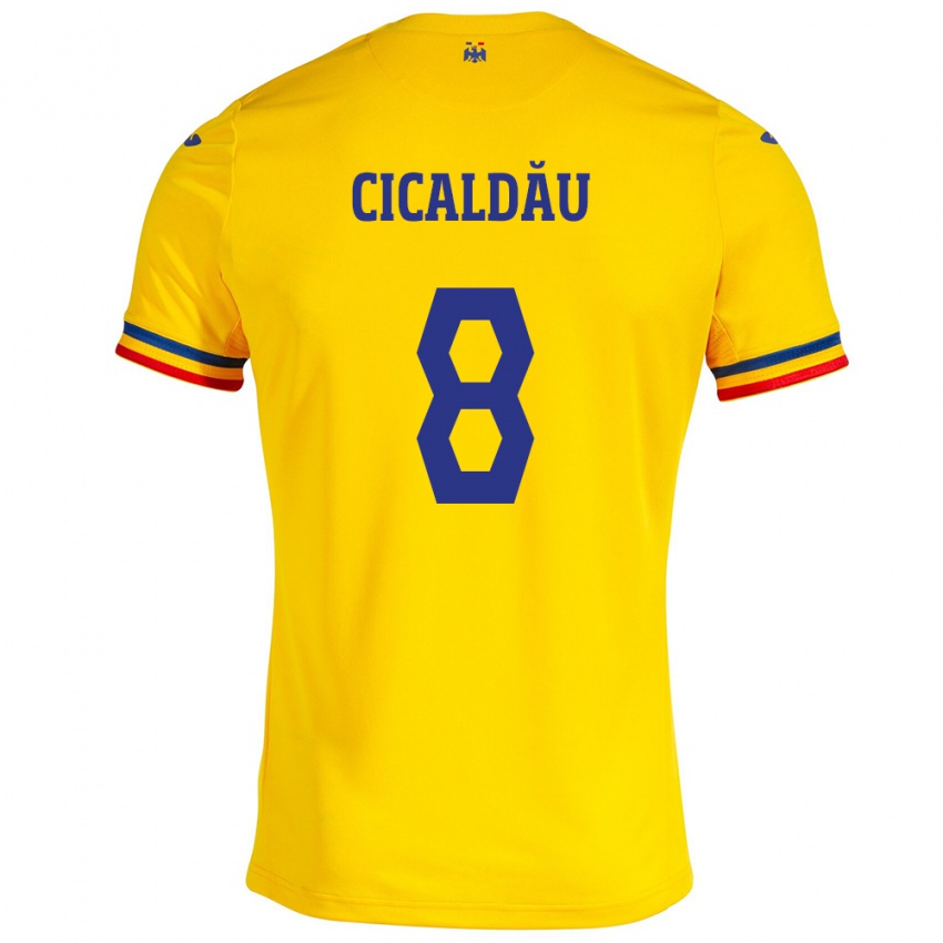 Niño Camiseta Rumania Alexandru Cicâldău #8 Amarillo 1ª Equipación 24-26 La Camisa Argentina