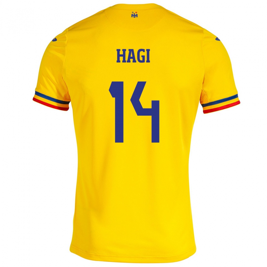 Niño Camiseta Rumania Ianis Hagi #14 Amarillo 1ª Equipación 24-26 La Camisa Argentina