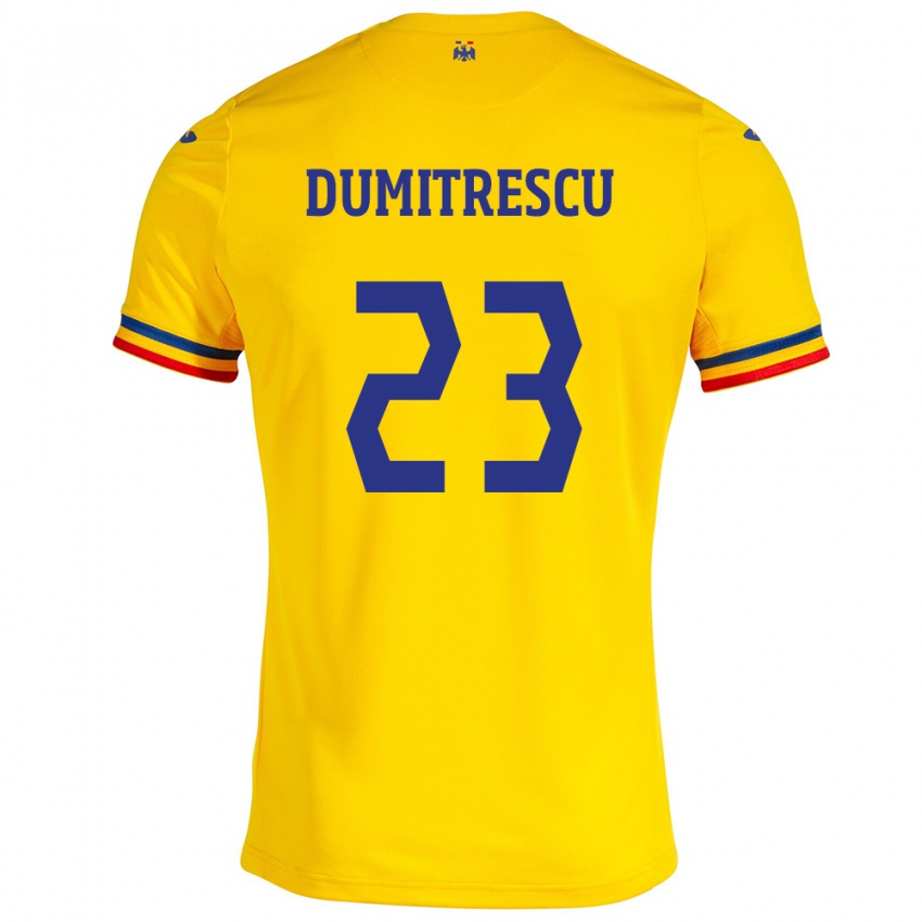 Niño Camiseta Rumania Andres Dumitrescu #23 Amarillo 1ª Equipación 24-26 La Camisa Argentina