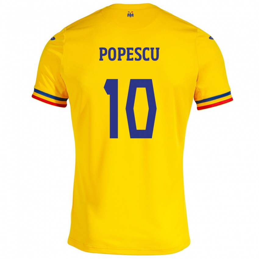 Niño Camiseta Rumania Octavian Popescu #10 Amarillo 1ª Equipación 24-26 La Camisa Argentina