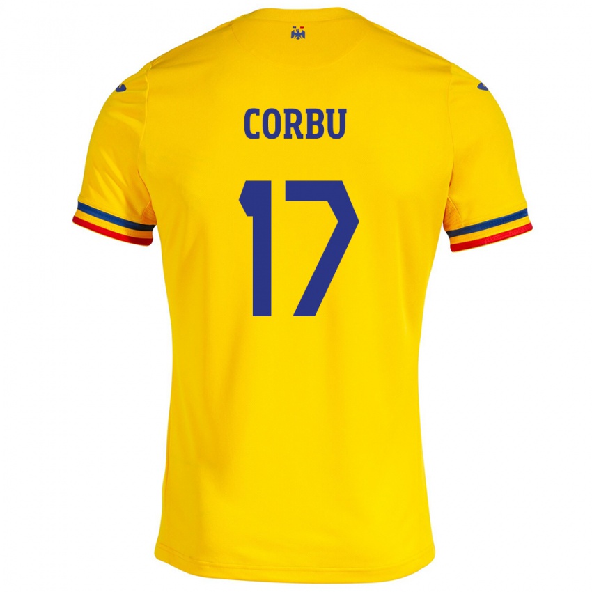 Niño Camiseta Rumania Marius Corbu #17 Amarillo 1ª Equipación 24-26 La Camisa Argentina