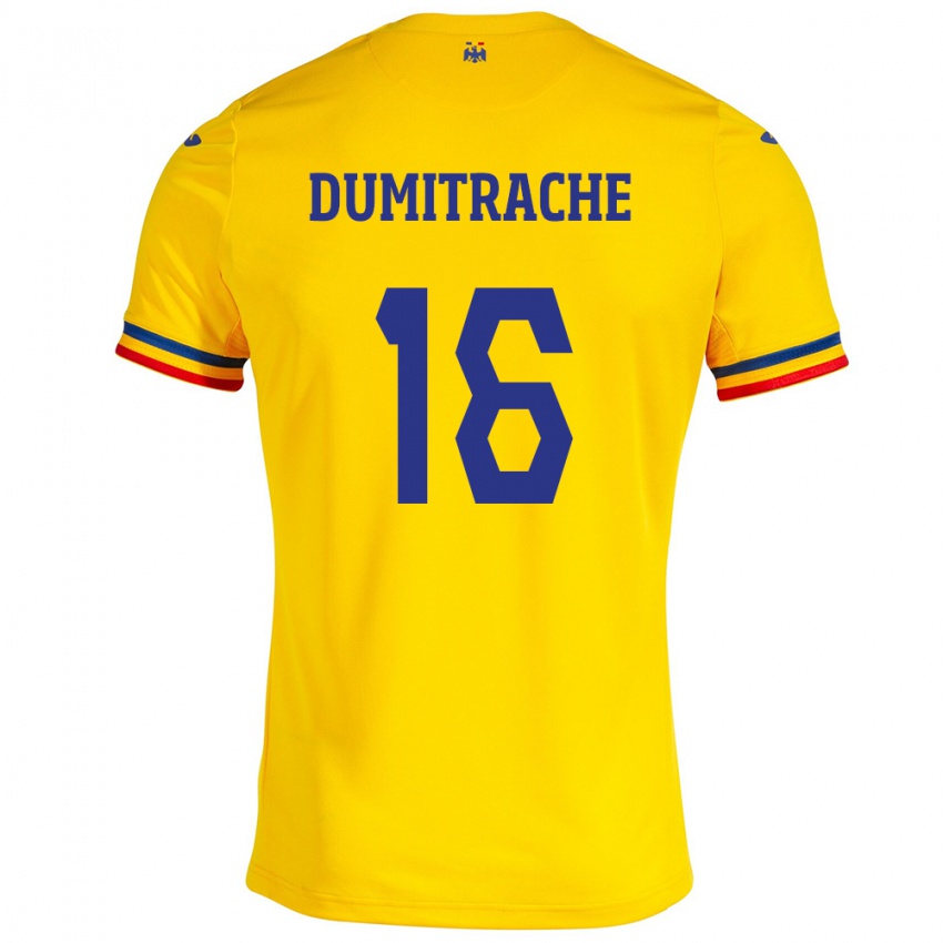 Niño Camiseta Rumania Valentin Dumitrache #16 Amarillo 1ª Equipación 24-26 La Camisa Argentina