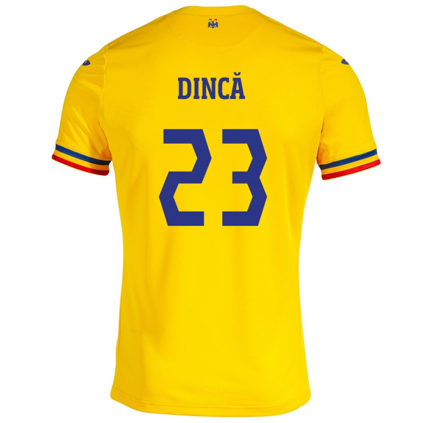 Niño Camiseta Rumania David Dincă #23 Amarillo 1ª Equipación 24-26 La Camisa Argentina