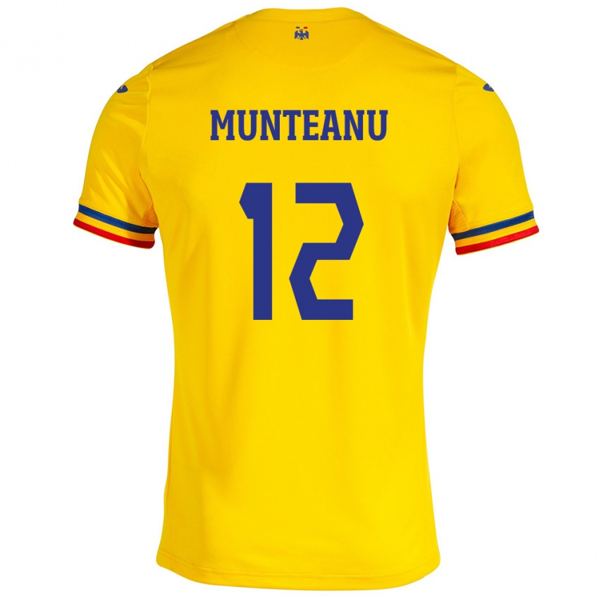 Niño Camiseta Rumania Rafael Munteanu #12 Amarillo 1ª Equipación 24-26 La Camisa Argentina