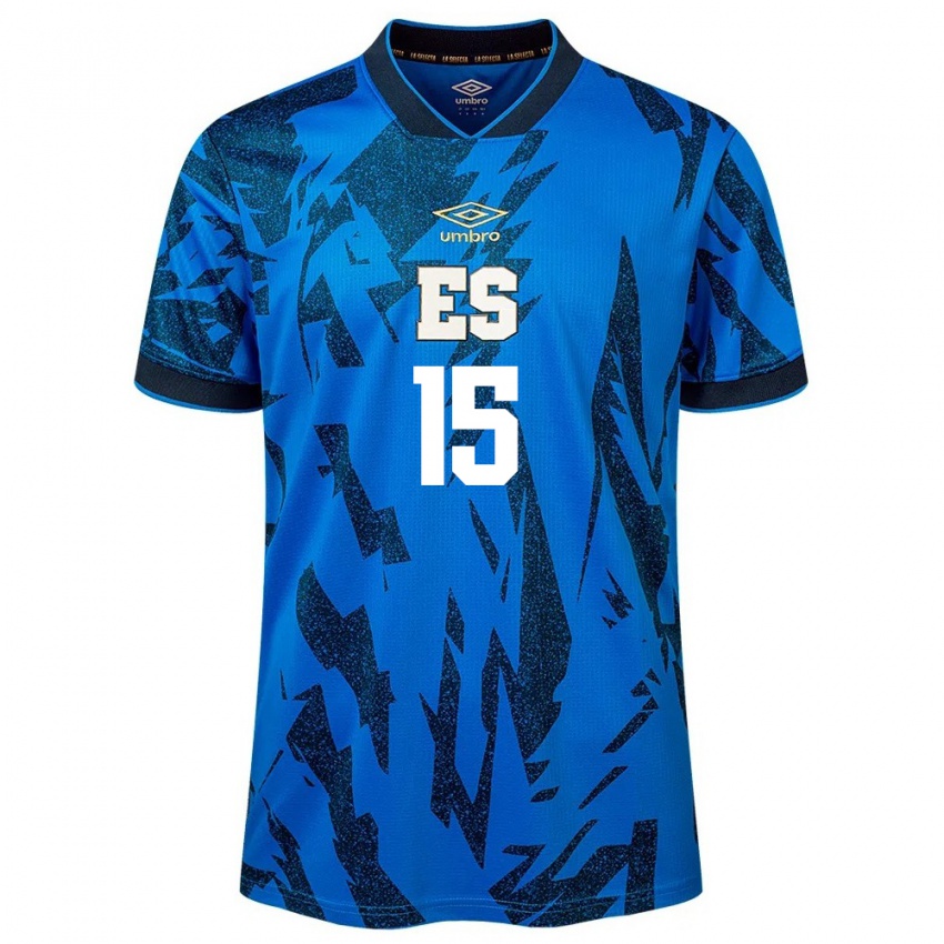 Niño Camiseta El Salvador Danya Gutiérrez #15 Azul 1ª Equipación 24-26 La Camisa Argentina