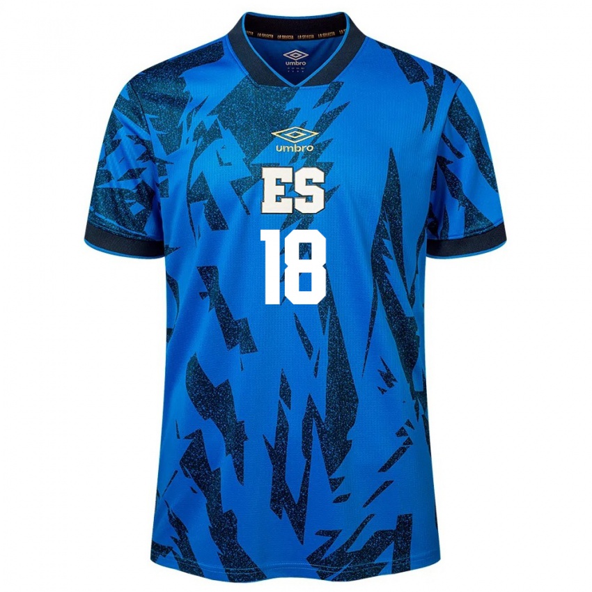 Niño Camiseta El Salvador Samantha Valadez #18 Azul 1ª Equipación 24-26 La Camisa Argentina