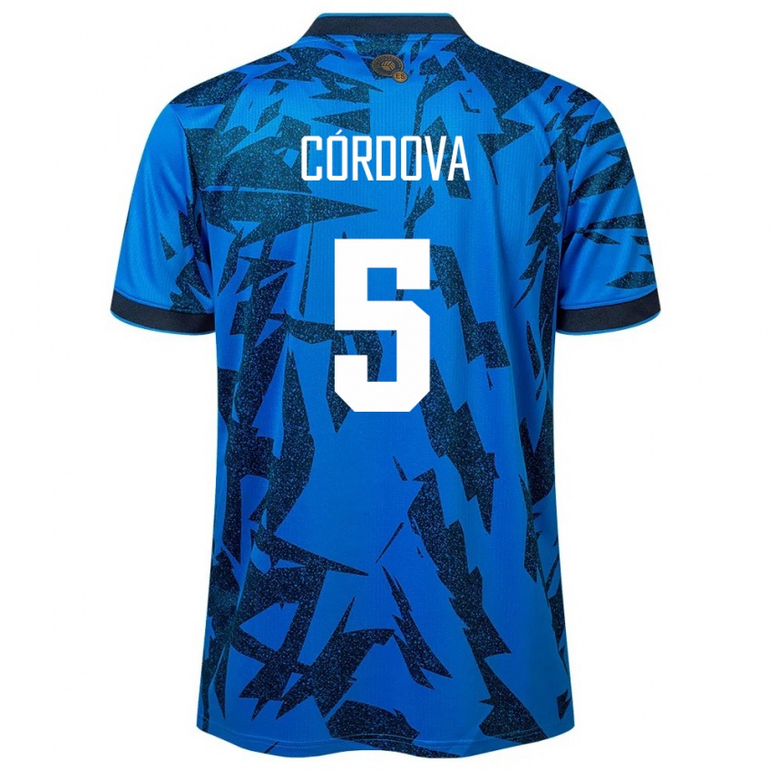 Niño Camiseta El Salvador Edwin Córdova #5 Azul 1ª Equipación 24-26 La Camisa Argentina