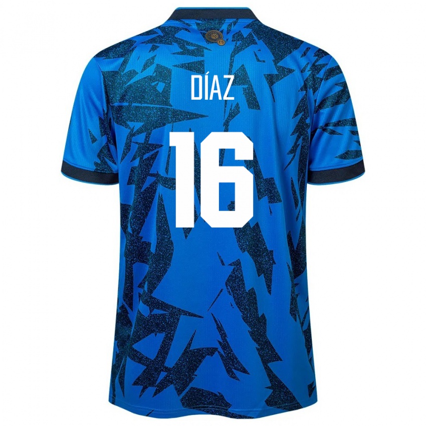 Niño Camiseta El Salvador Wilber Díaz #16 Azul 1ª Equipación 24-26 La Camisa Argentina