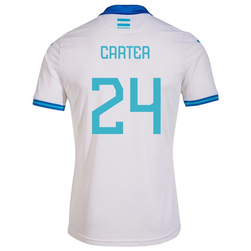 Niño Camiseta Honduras Daniel Carter #24 Blanco 1ª Equipación 24-26 La Camisa Argentina
