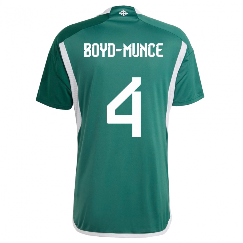 Niño Camiseta Irlanda Del Norte Caolan Boyd-Munce #4 Verde 1ª Equipación 24-26 La Camisa Argentina