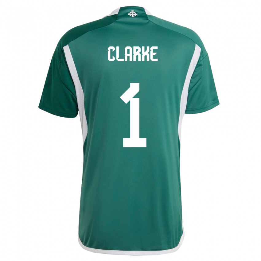 Niño Camiseta Irlanda Del Norte Josh Clarke #1 Verde 1ª Equipación 24-26 La Camisa Argentina